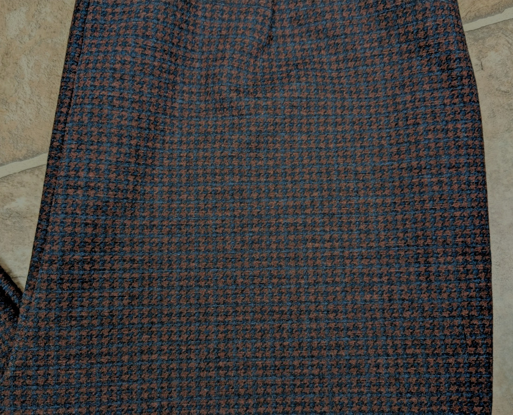 J.Jill sz M Tall Ponte Knit Leggings brown & blue print pull on stretchy 4649